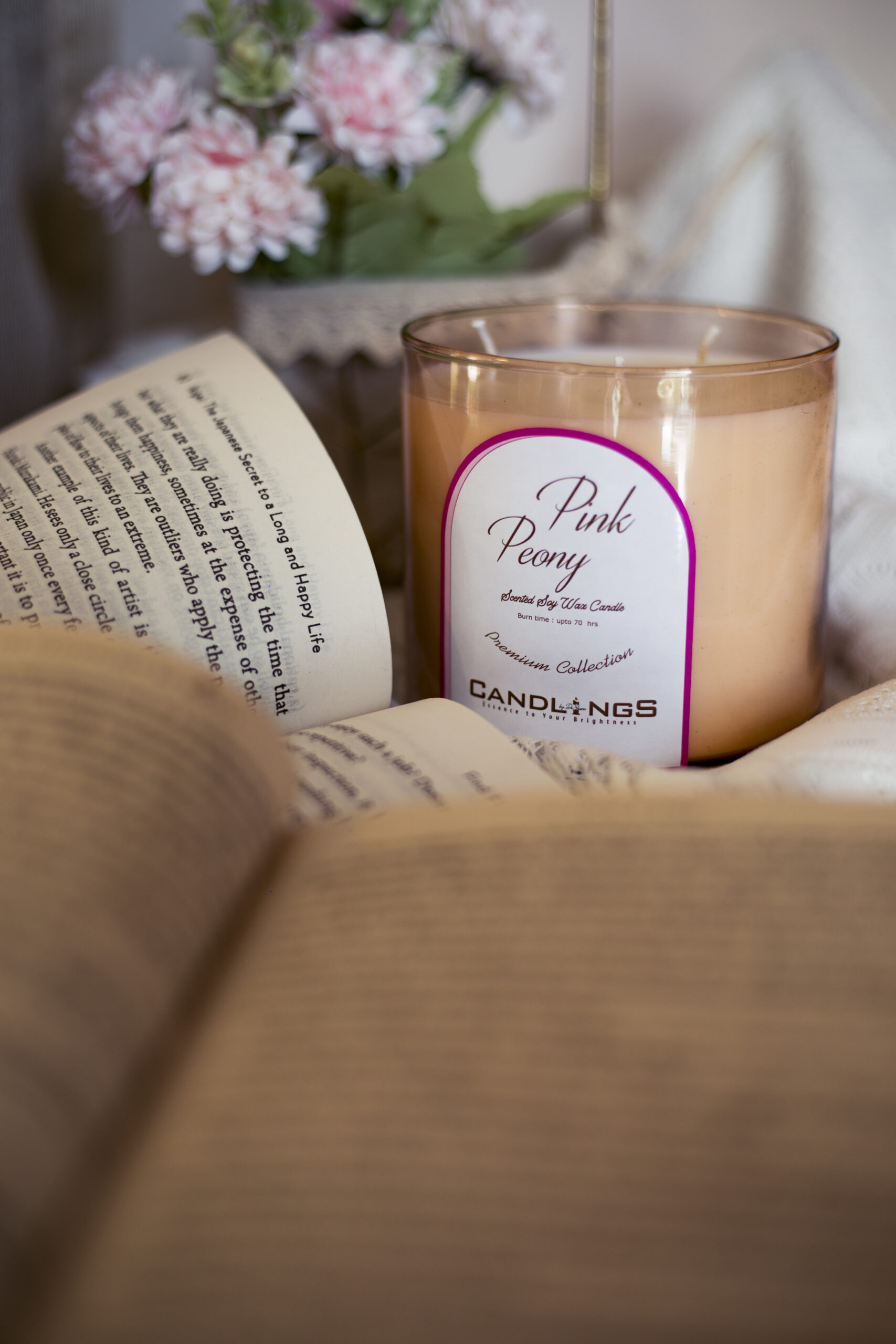 Pink Peony Scented Candle - Image 2